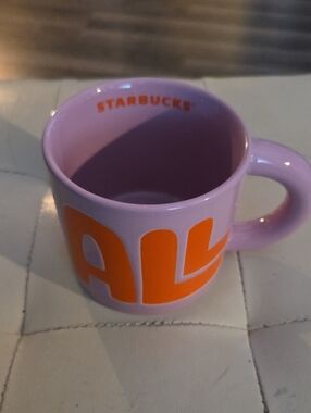 Starbucks Lavender Mug with Orange Logo "Coffee For All"